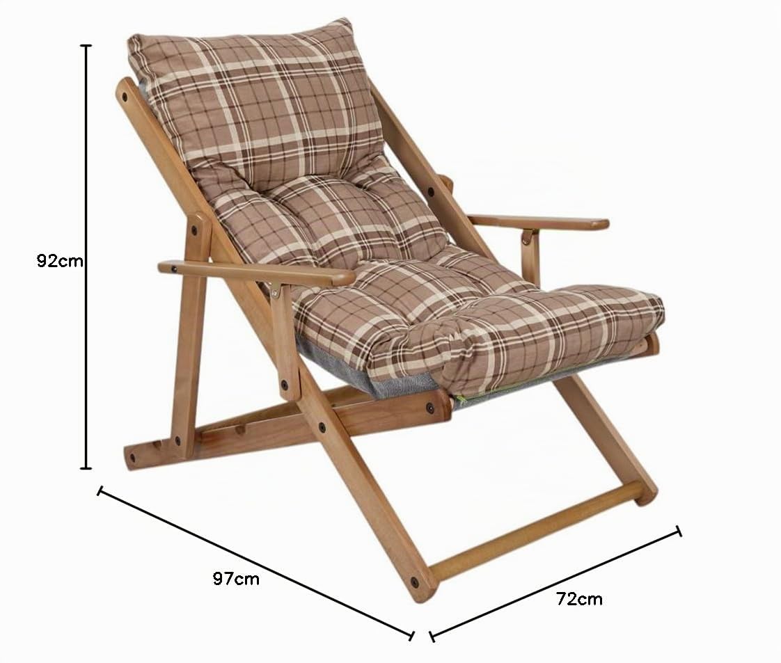 Liberoshopping Sillón plegable de madera de haya, 3 posiciones, cojín acolchado para salón o jardín, fabricado en Italia – Relax (avellana)