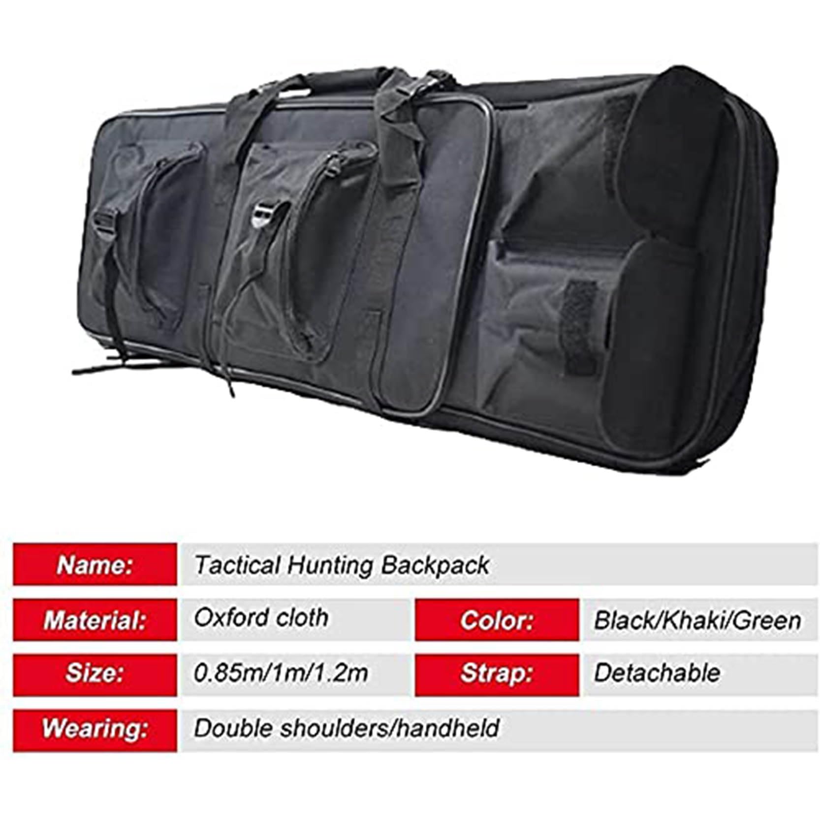 Bolsa para Doble Rifle, Táctica Funda para Arma, Acolchado con Correa de Hombro Bolsa de Transporte Vaina Bolso Táctico de Lona para Fusil Escopeta Larga para Caza Disparando, Negro