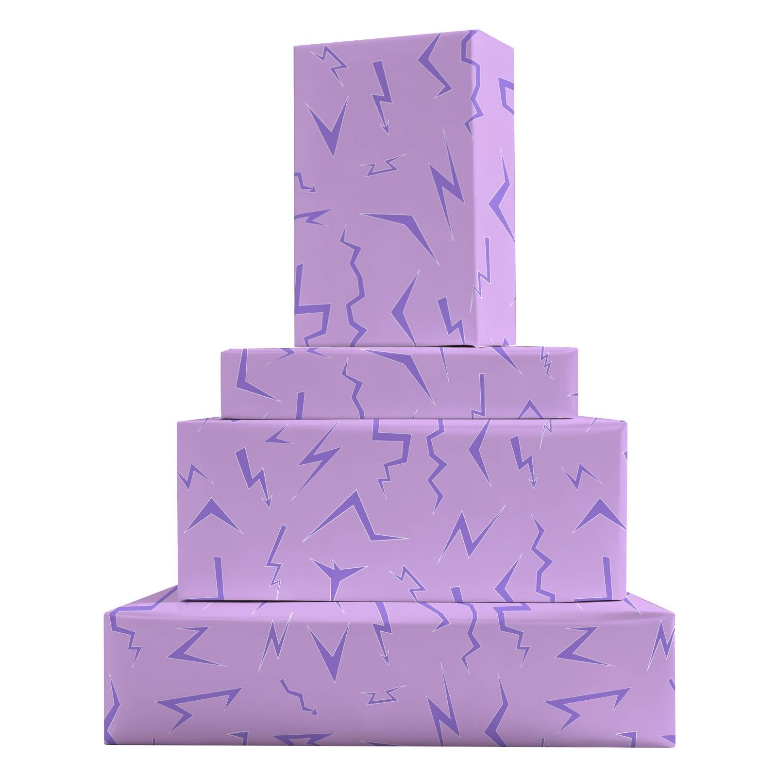 GleeWrap K POP Wrapping Paper, 4 Sheets Purple Lightning Print Gift Wrap for Birthdays, K POP Themed Party & Daily Giving, 50 x 70cm