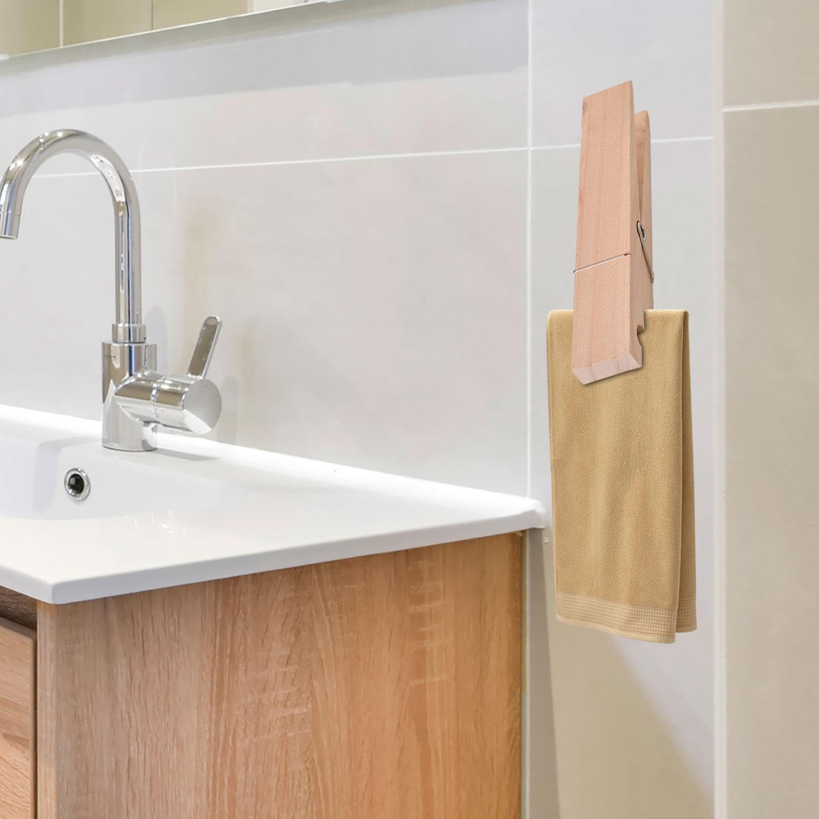 Handtuchhalter aus Holz, große Wäscheklammer, einfache Installation, praktischer Mehrzweck-Wandhandtuchhalter für Badezimmer, Schlafzimmer, Café A