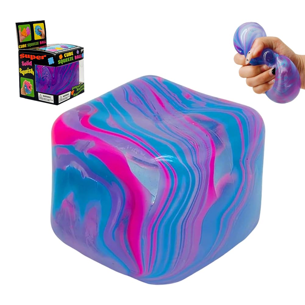 Flow Pattern Ice Cube Stress Relief Toy,Stress Relief Block Kneading Music,Adult Student Calming Squeeze Ball,Helps to Concentrate and Relieve Hand Pressure -5.5cm（Purple）