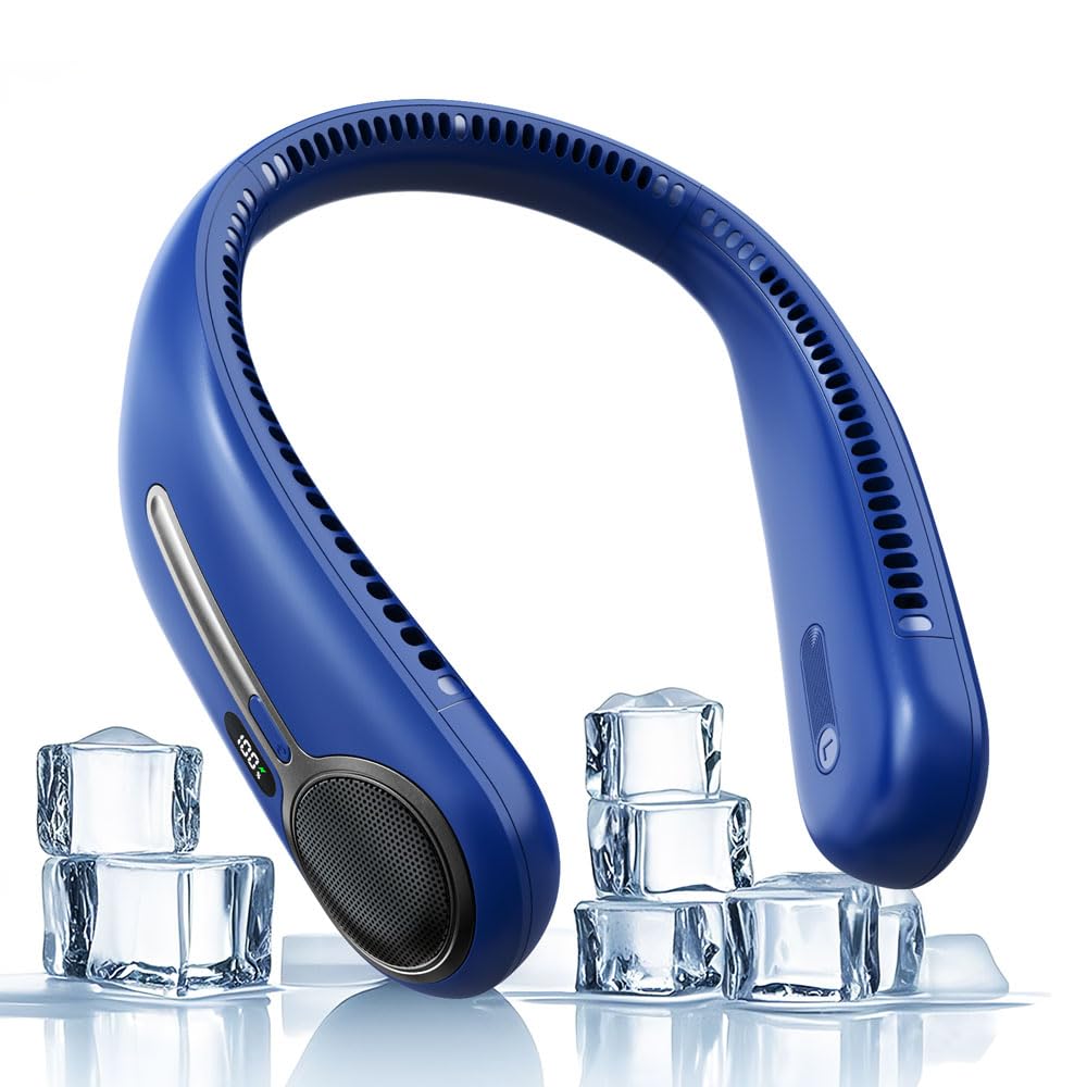 Portable Neck Fan,Hands Free Personal Wearable Bladeless Fan,6000mAh USB Rechargeable,360° Cooling,LED Display,4-Speeds,Birthday Gifts for Men Women Dad Mom,Stocking Stuffers Christmas Gifts (Navy) Portable Neck Fan,Hands Free Personal Wearable Bladeless Fan,6000mAh USB Rechargeable,360° Cooling,LED Display,4-Speeds,Birthday Gifts for Men Women Dad Mom,Stocking Stuffers Christmas Gifts (Navy)