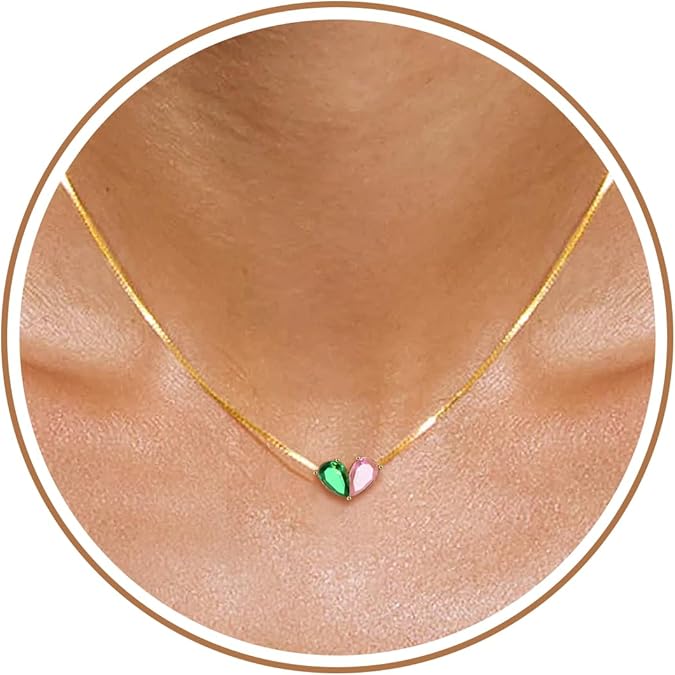 Birthstone Necklace for Women Dainty Gold Necklace with 2 Birthstone Christmas Stocking Stuffers Teen Girl Gifts Trendy Stuff Birthday Gift Moms 2025 Graduation Gift Adjustable Anniversary Jewelry for Daughter Girlfriend Friend