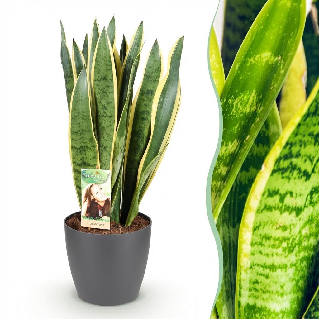 Bogenhanf Sansevieria Laurentii Schwiegermutterzunge grün gelb 70-Ø80 cm | für Innen und Außen, strukturierte Oberfläche, für Kräuter und Sukkulenten, standfeste Form