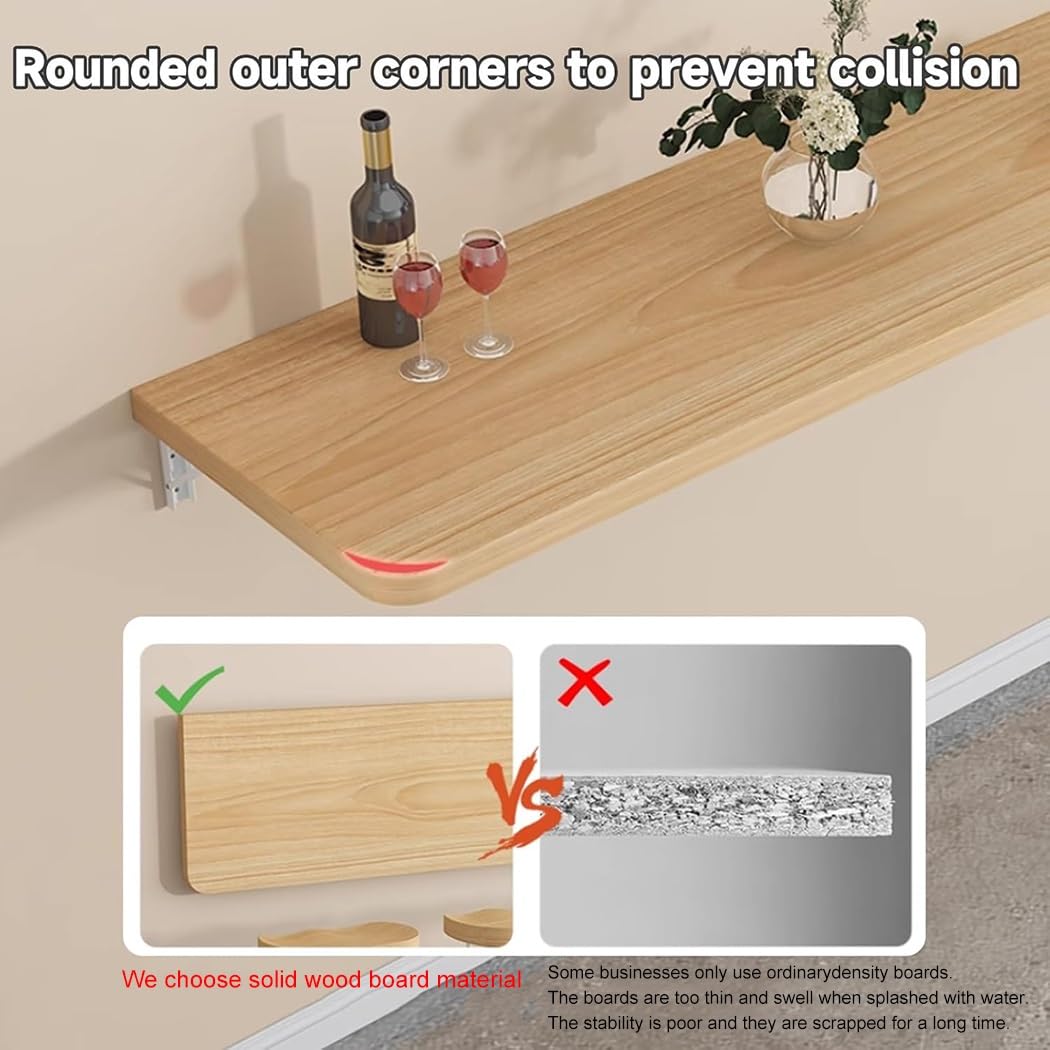 Schwebender Klapptisch Wandtisch, Wandmontierter Drop Leaf Tisch, Multifunktionaler Computertisch für Zuhause, Büro, Bar, Wäsche, Holzdesign, platzsparende Lösung