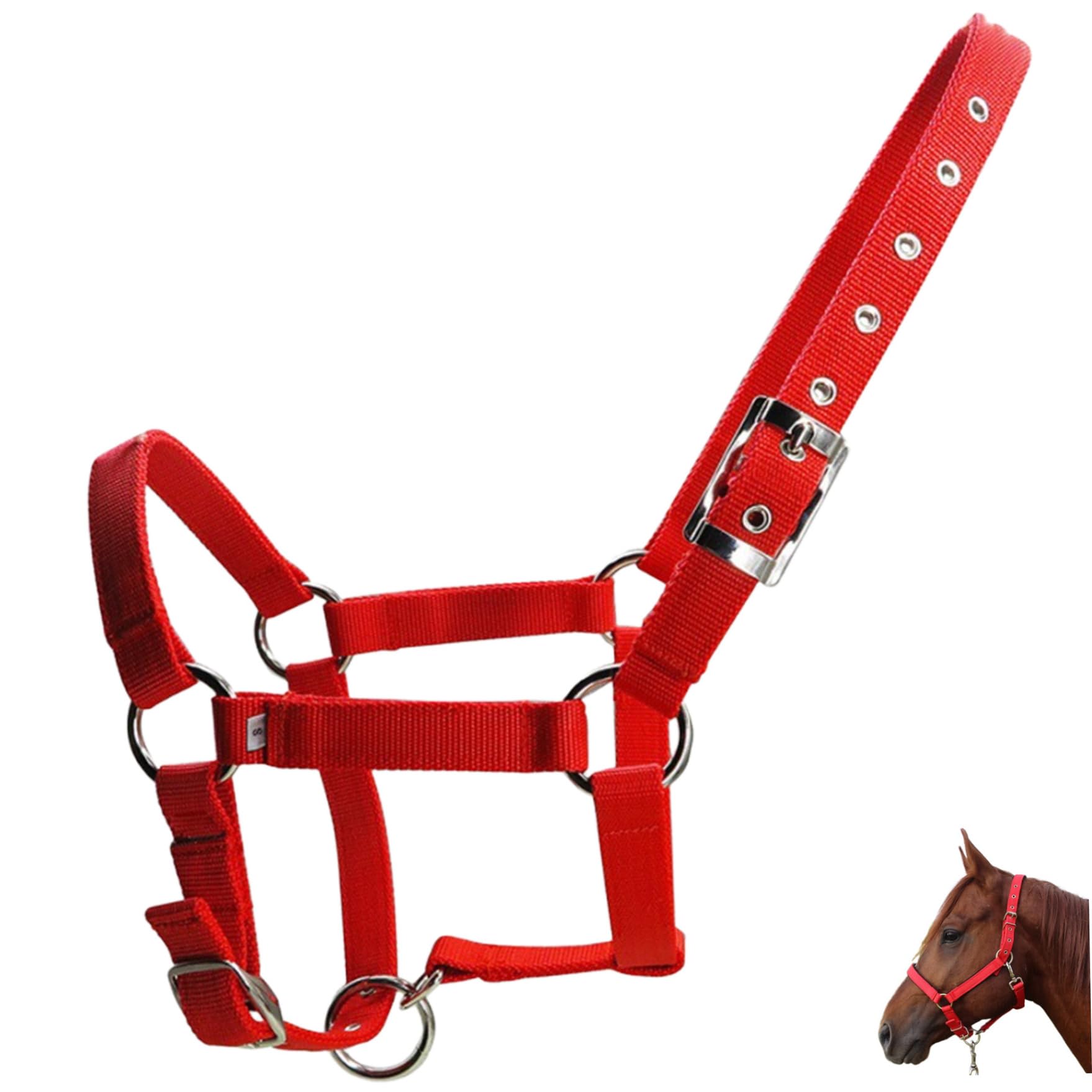 Cabestro para caballos con hebilla de metal y correas portátiles