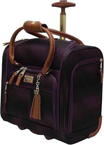 Vista 2 de Steve Madden Designer - Maleta de mano de 15 pulgadas, equipaje de fin de semana para viajes de negocios durante la noche, ligera, con 2 ruedas