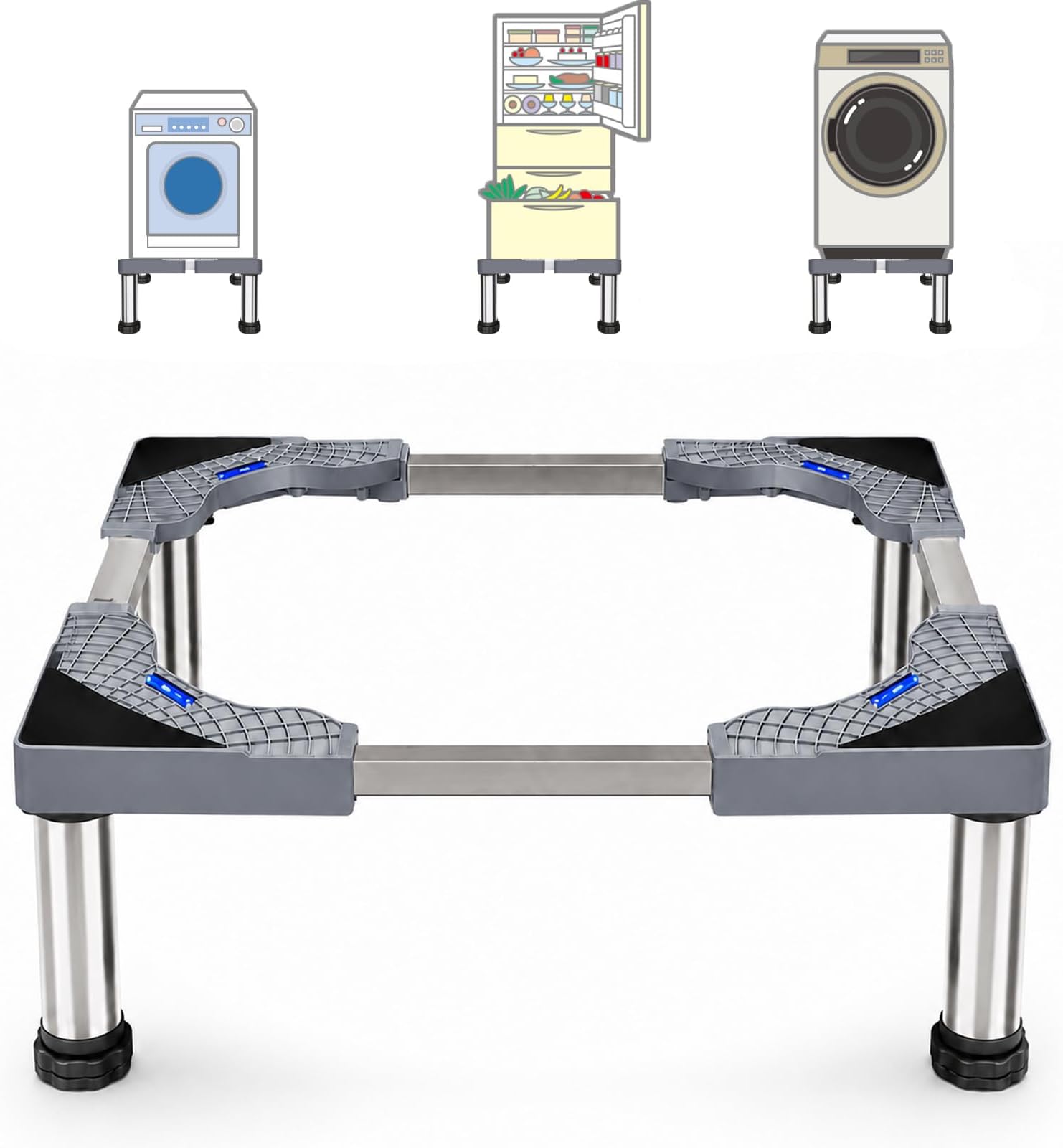 Washing Machine Stand, 4Legs Adjustable Washer Stand Height 18-21cm Washing Machine Base Fridge Stand Width 40-60 cm for Washer Cookers Fridges Max Load 150KG