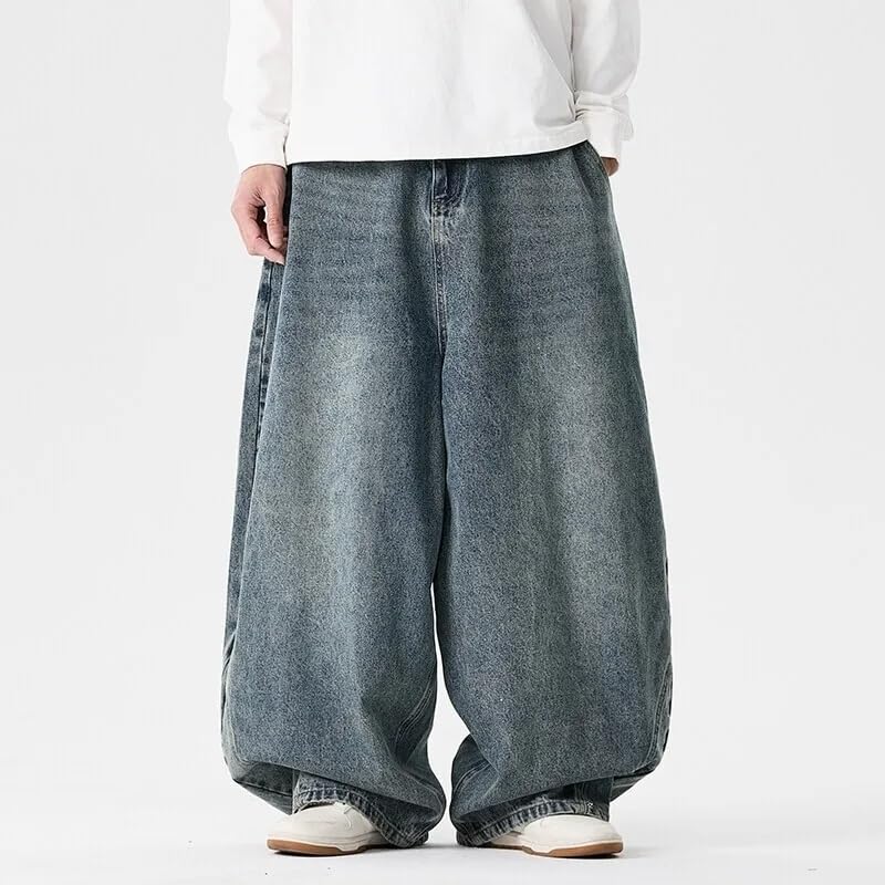 Men Wide Leg Denim Pants Harajuku Baggy Jeans Male Casual Oversized Jean Trousers4