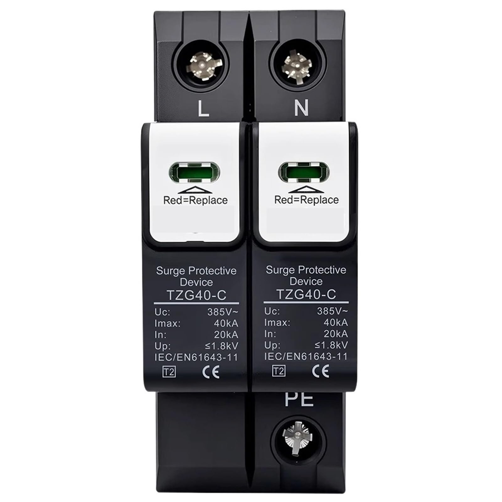 Dispositif de protection contre les surtensions sur Rail Din, AC SPD 2P 275V 385V 420V 20kA ~ 40kA, mécanisme de dégagement rapide DPS, Type bouclier enfichable