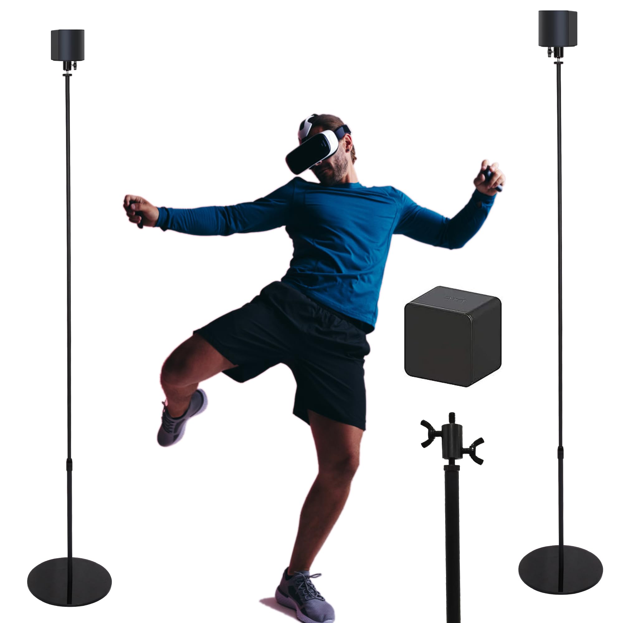 New! Hadar- VR Glass Stand Havey Base - HTC Vive Compatible Sensor Stand and Base Station for Vive Sensors or Oculus Rift Constellation (2-Pack), Black