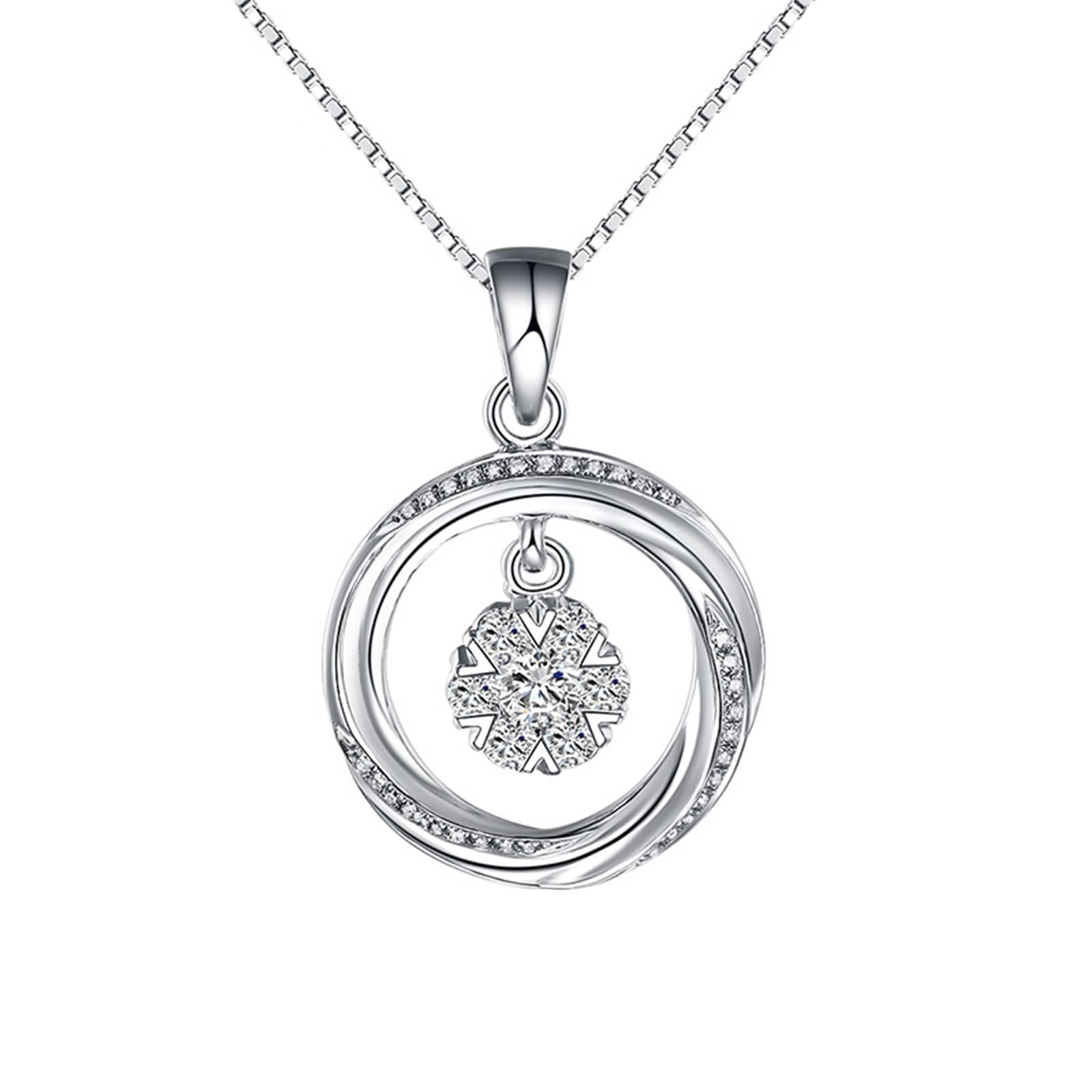 Ciondolo Collana, Collana Donna Elegante Diamante Platino Girare Regalo di San Valentino