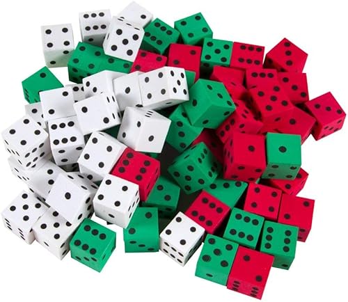 ETA hand2mind Juego de dados de 3 colores ManipuLite, juego de 72 unidades de 5/8 pulgadas