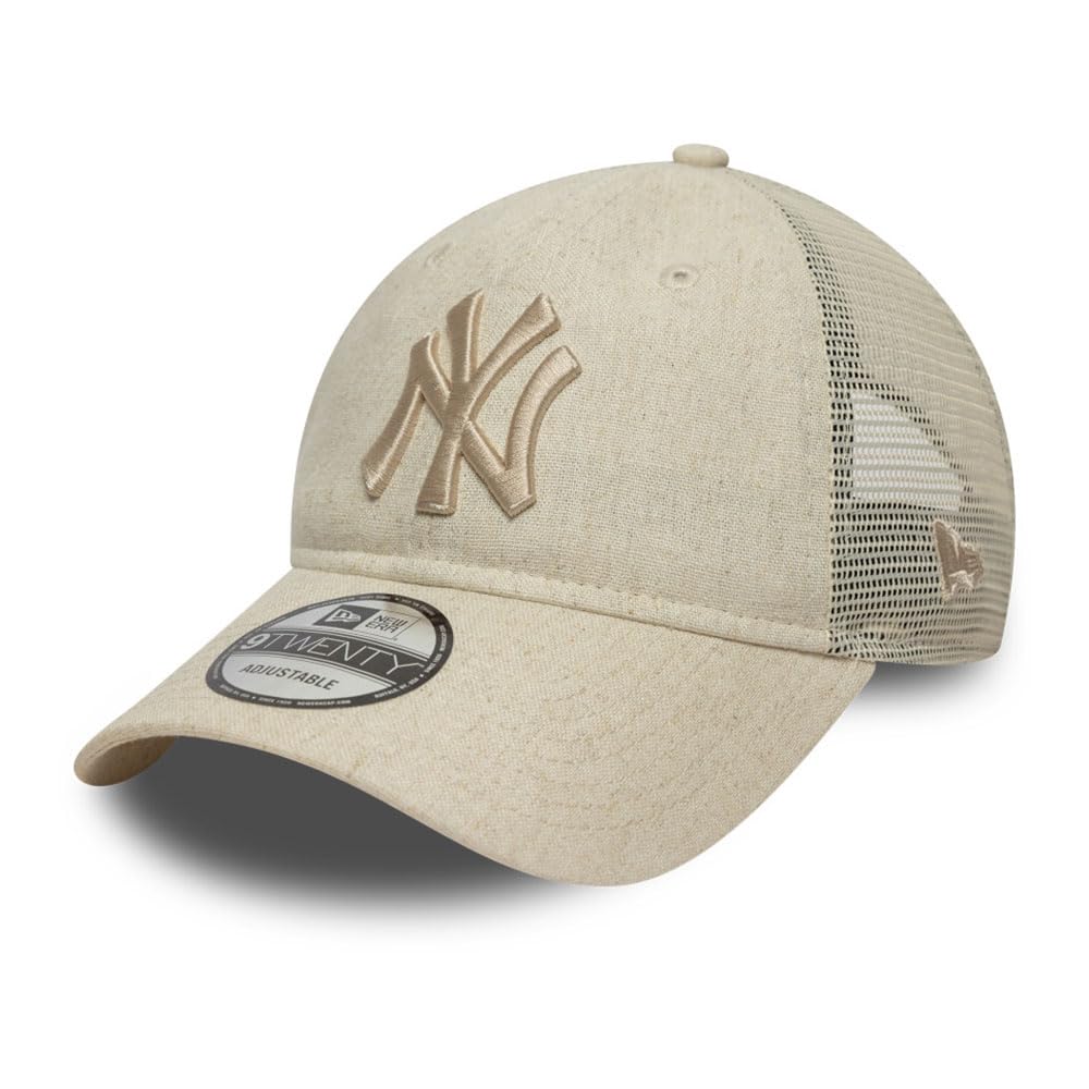 New Era 9Twenty Linen Yankees Trucker CapEra Women/Men/Strapback - Curved Brim Cap Baseball Metal Buckle, with Peak, Peak Spring-Summer Summer - One Size Oatmeal