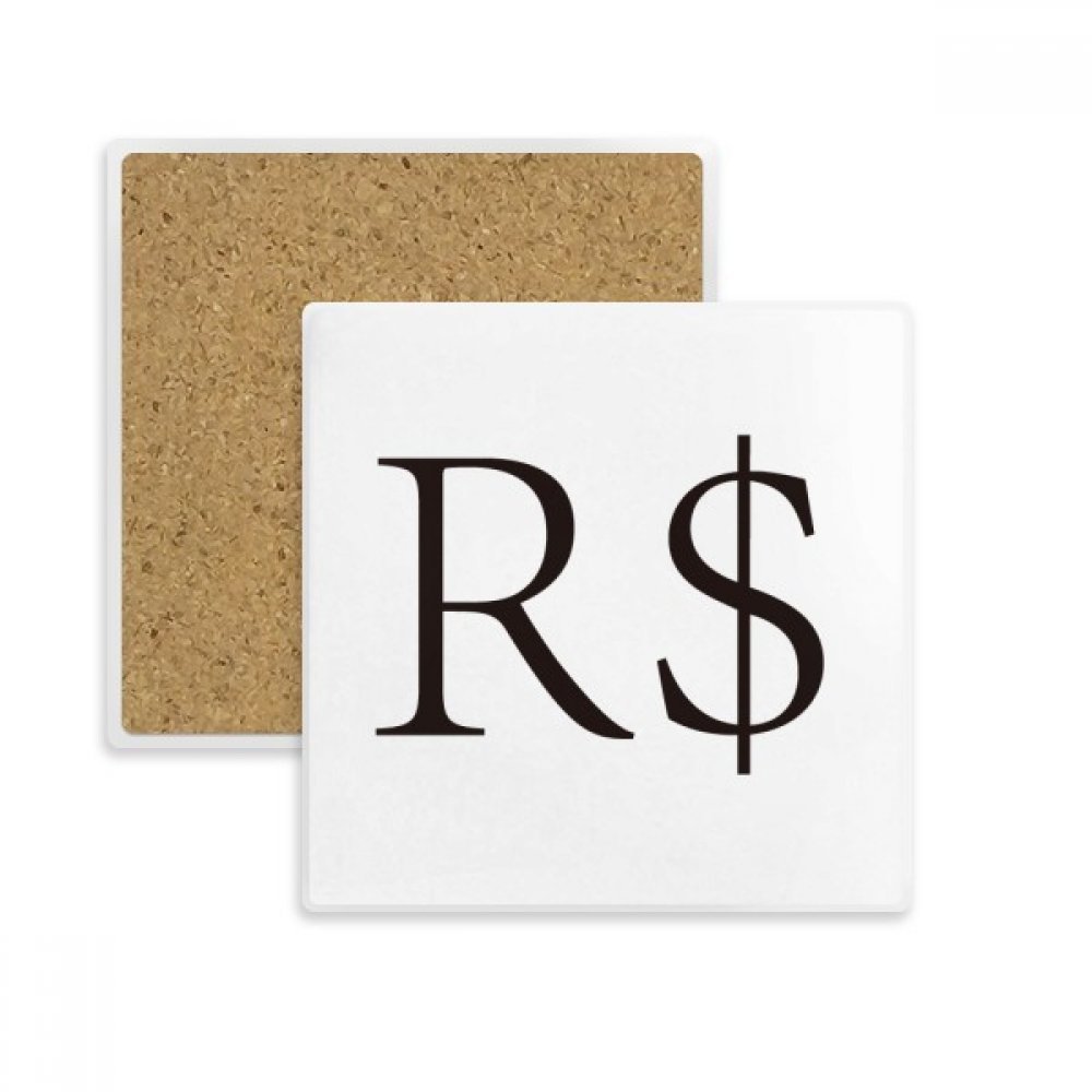 DIYthinker Currency Symbol Brazilian Real Square Coaster Cup Mat Mug Subplate Holder Insulation Stone