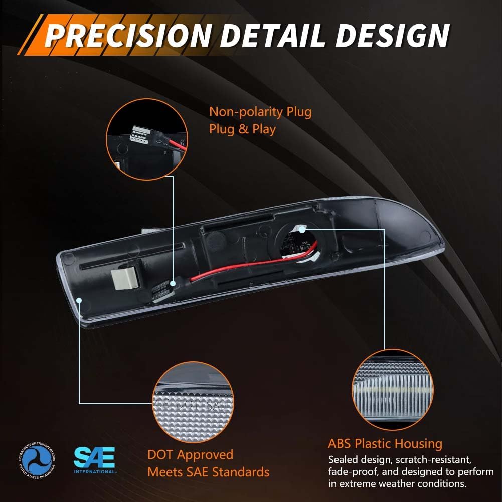 LED Front Turn Signal Light Compatible with Porsche Panamera 970 2009 2010 2011 2012 2013 2014 2015 2016, [DOT] [IP67 Waterproof] White Sequential Turn Signal Marker Light, 2 PCS, Clear Lens
