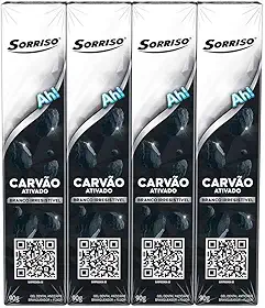 Creme Dental Sorriso Carvão Ativado 4 unidades de 90g