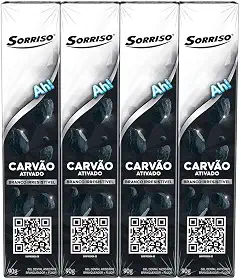 Creme Dental Sorriso Carvão Ativado 4 unidades de 90g