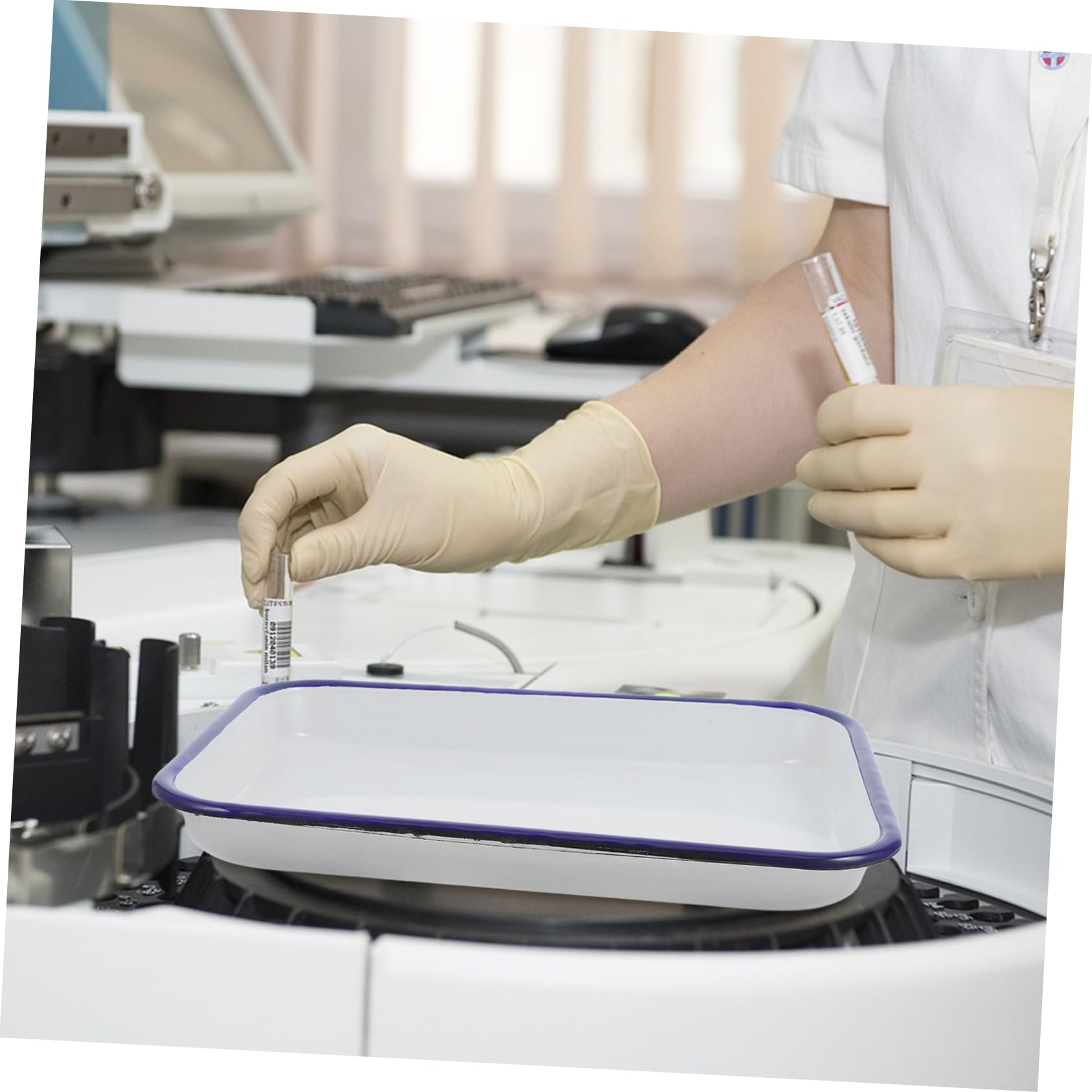Vassoio Versatile Smaltato Bianco Rettangolare da Laboratorio