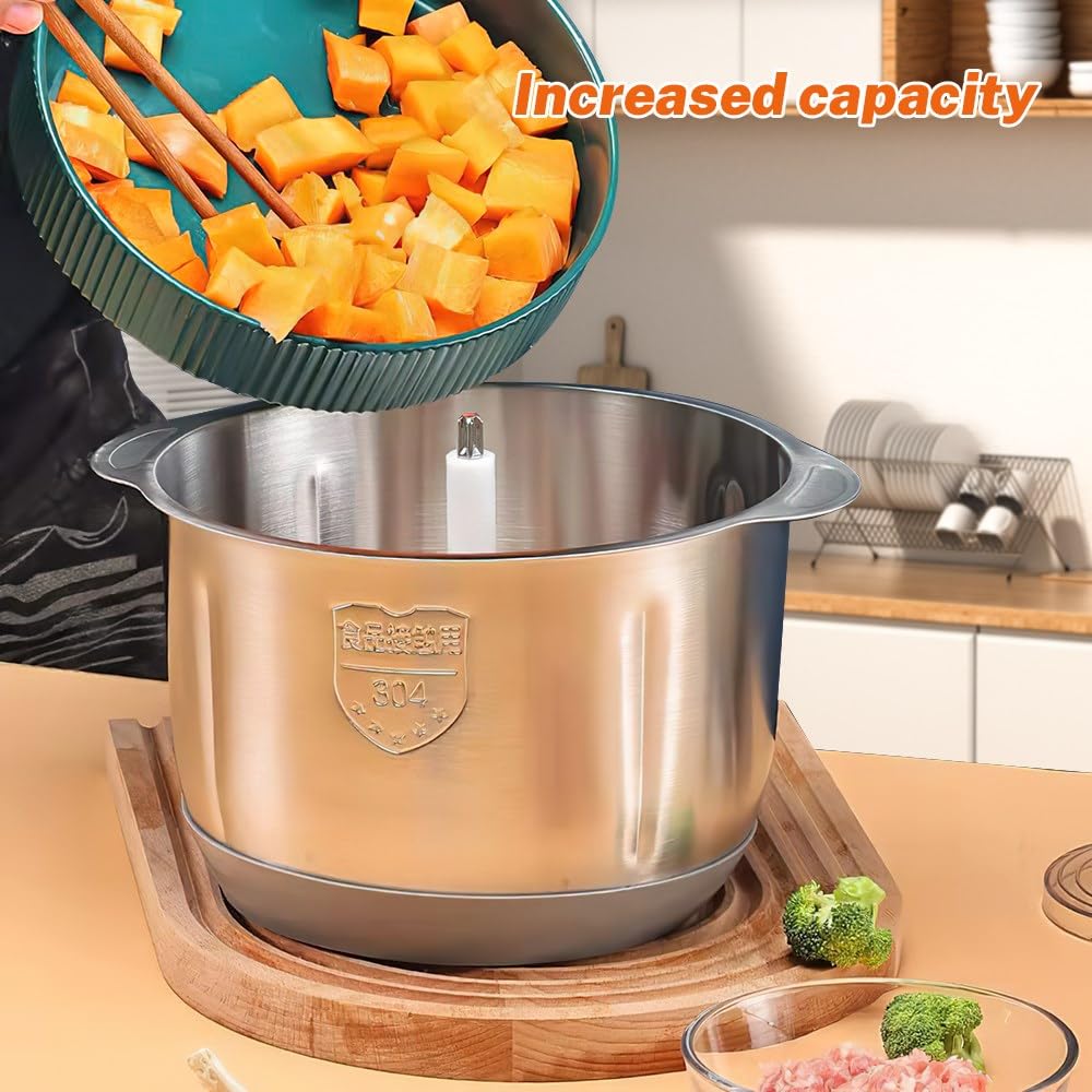 5L Hachoir Électrique 500W, Mixer Cuisine,Hachoir avec Bol en Acier Inoxydable 304, 4 Upgrade Double S-Blades, 3 Vitesses, Food Processor Idéal pour Viande, Légumes