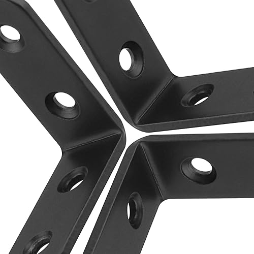 Miniatura 4 de 60 soportes de esquina negros, soporte de esquina negro resistente de 2 x 2 pulgadas, soportes angulares de metal de 0.118 pulgadas de grosor para