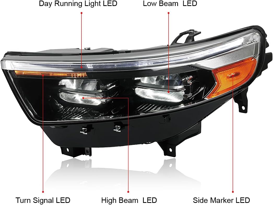 Black LED Headlight Assembly Compatible With 2020-2024 Ford Explorer XLT/Limited non-Adaptive Full LED w/DRL Headlights OE Style Headlamp Left Driver Side MB5Z13008AU FO2502399