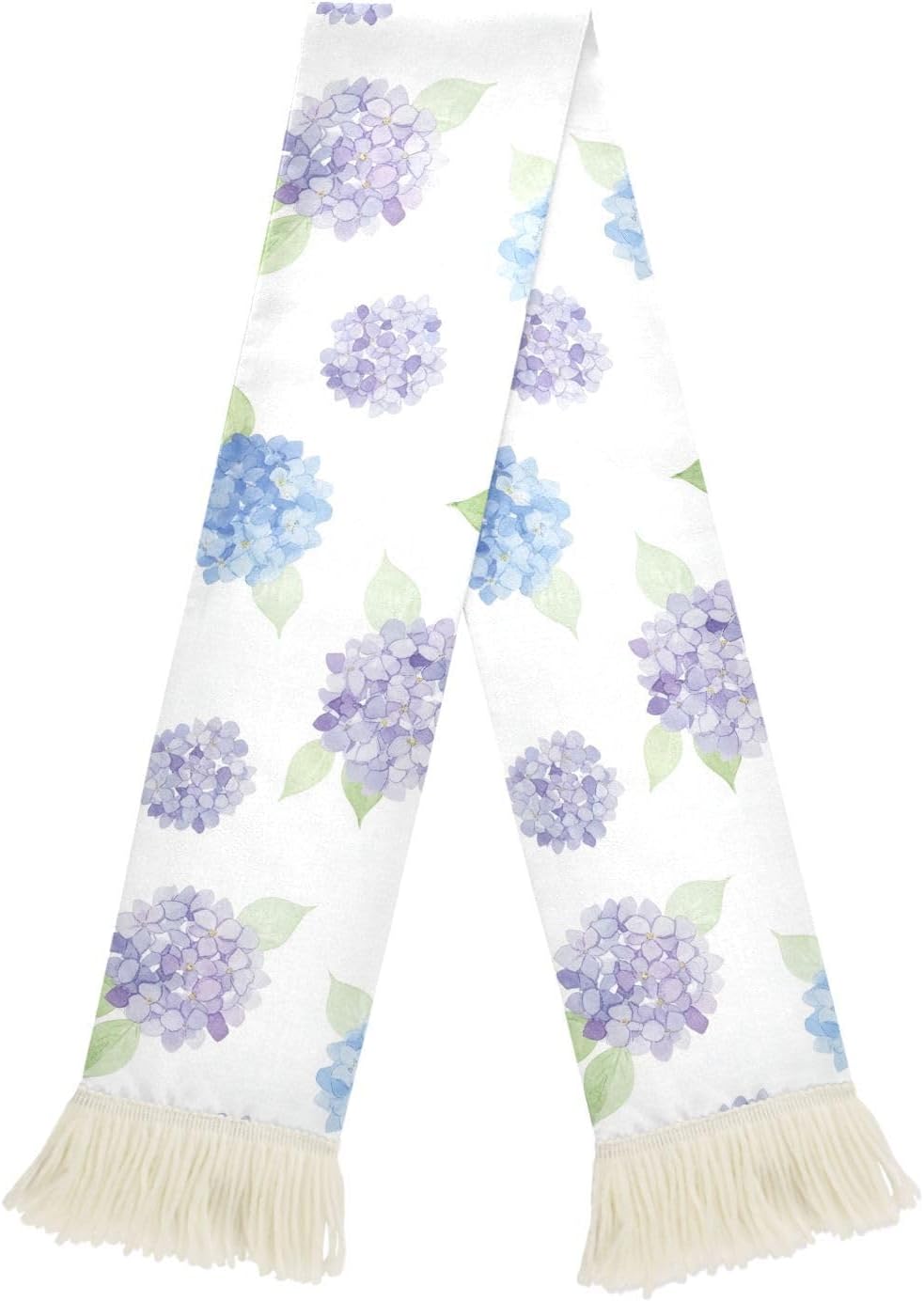 CHIFIGNO Flower Blue Purple Sports Fan Scarf with Fringe, Soft Polyester Sweat Towel Wrap for Soccer Games, Quick Dry Cheering Banner