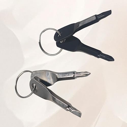 Miniatura 3 de Juego de 2 destornilladores de llavero, multiherramienta portátil EDC de bolsillo con Phillips y cabeza plana, diseño de forma de llave de acero