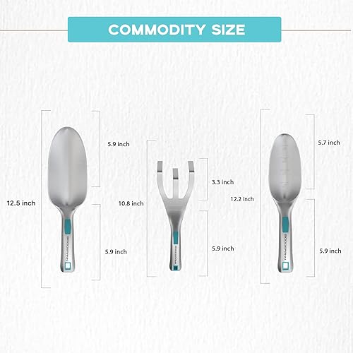 Miniatura 5 de GOODSMANN - Juego de herramientas de jardín, herramientas manuales de aluminio fundido a presión, 3 piezas, incluye paleta de mano, paleta de
