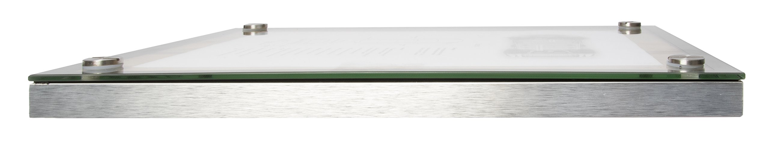 SECURIT - Expositor Glass Star A4 - Roble - 28 x 37 x 3 cm | Montaje en Poste o Pared - Borde de Acero Inoxidable