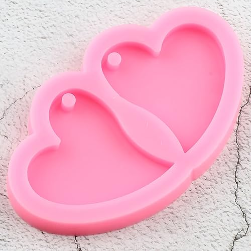 Miniatura 5 de Paquete de 2 moldes de silicona en forma de corazón, bricolaje epoxi artesanal, aretes de bricolaje, fabricación de joyas de moda, moldes de resina