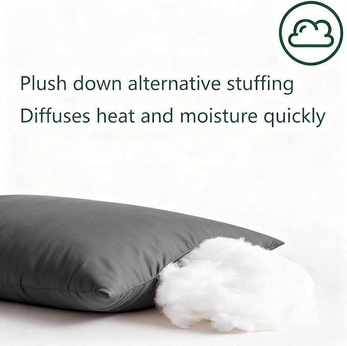 Set 2 Almohadas King Extra Suave Alternativa a Plumas Gris Oscuro miniatura 5