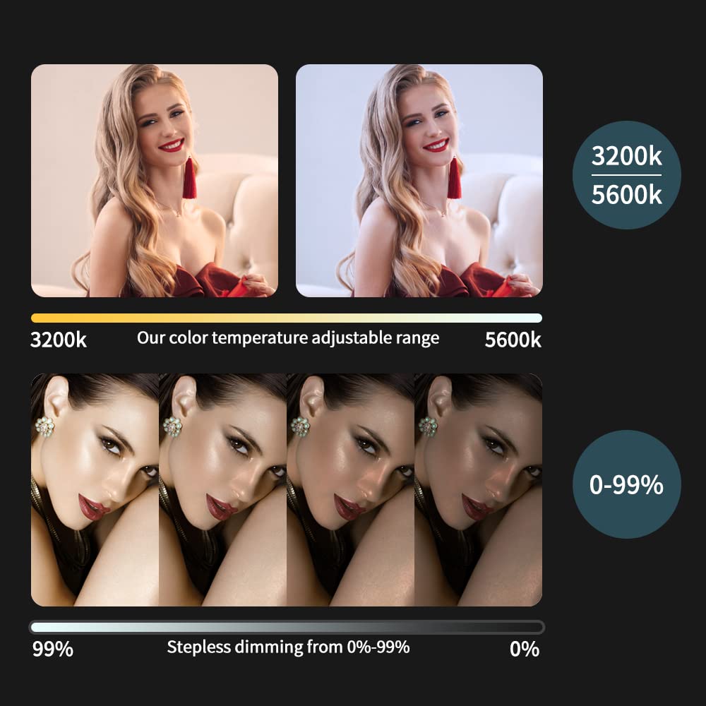 AI-2000BI LED Panel Light,Bicolor 95ra+3200-5500k, DMX e controllo app, con telecomando & Diffusore & Borsa per il trasporto, per Video Studio Film Shoot Illuminazione fotografica