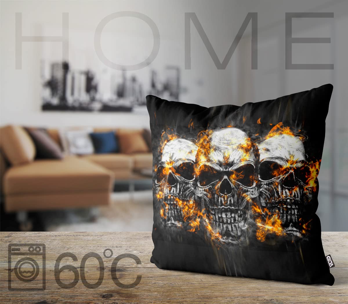 VOID Totenköpfe Hard Rock Kissenbezug Kissenhülle Sofakissen Kissen Deko Outdoor-Kissen Dekokissen, Kissen Größe:80 x 80 cm