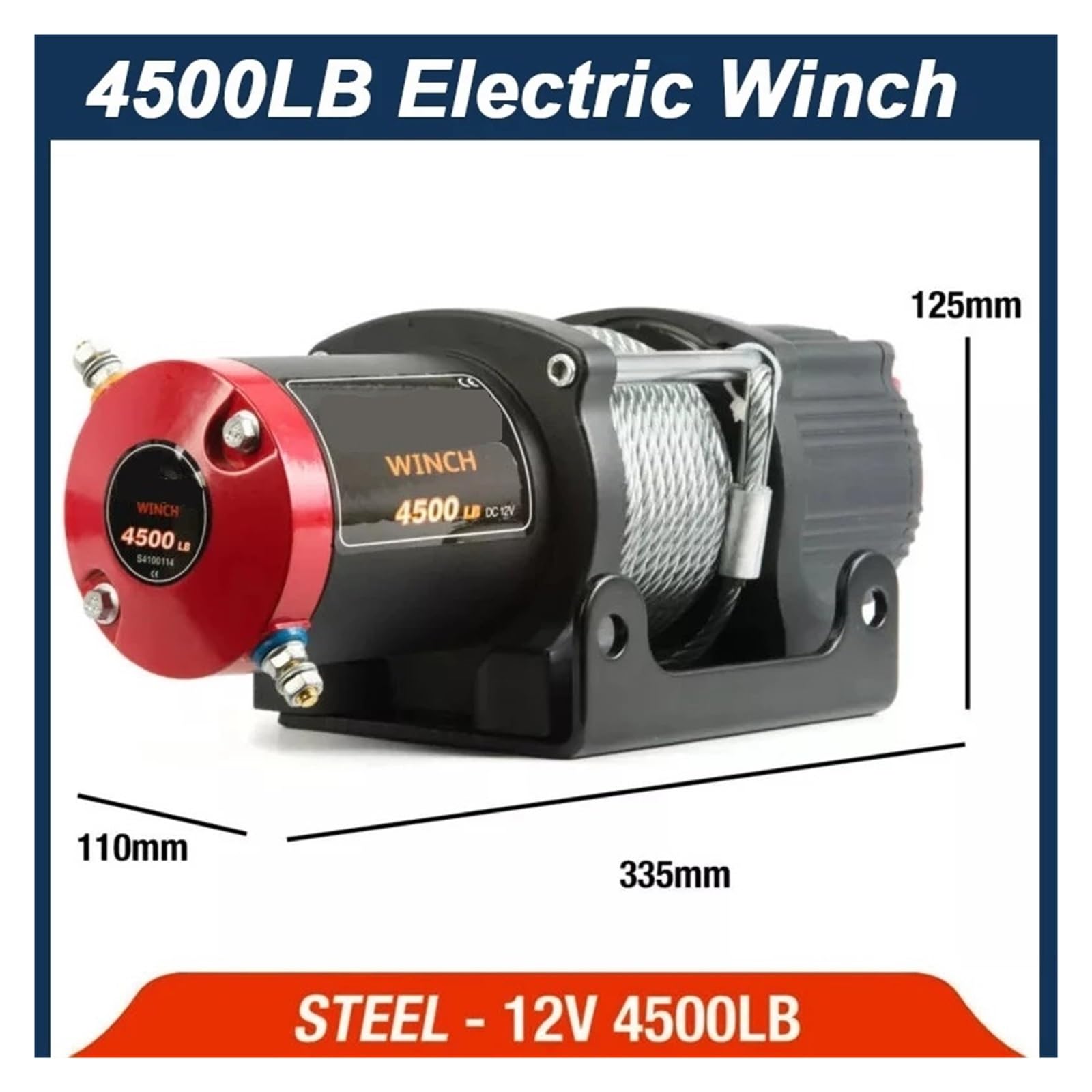 Verricello Elettrico 12V 4500lb Telecomando Set Heavy Duty ATV Rimorchio Verricello Elettrico in Acciaio Ad Alta Resistenza Potente Sicuro