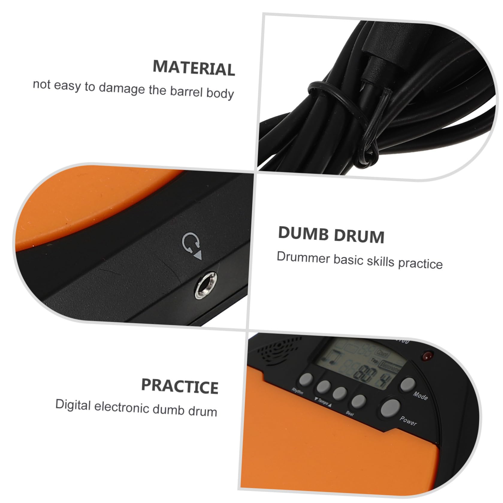 Pad Batteria Allenamento Elettronico Arancione da 8 Pollici in Silicone e Abs Riduzione del Volume, Flessibile per Esercizi di Ritmo e Pratica Musicale