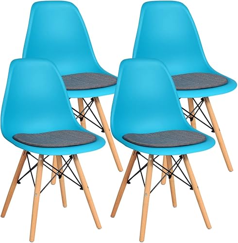 Harmony-Furniture - Juego de 2 sillas laterales de plástico DSW con patas de madera sillas de cocina para comedor sala de estar