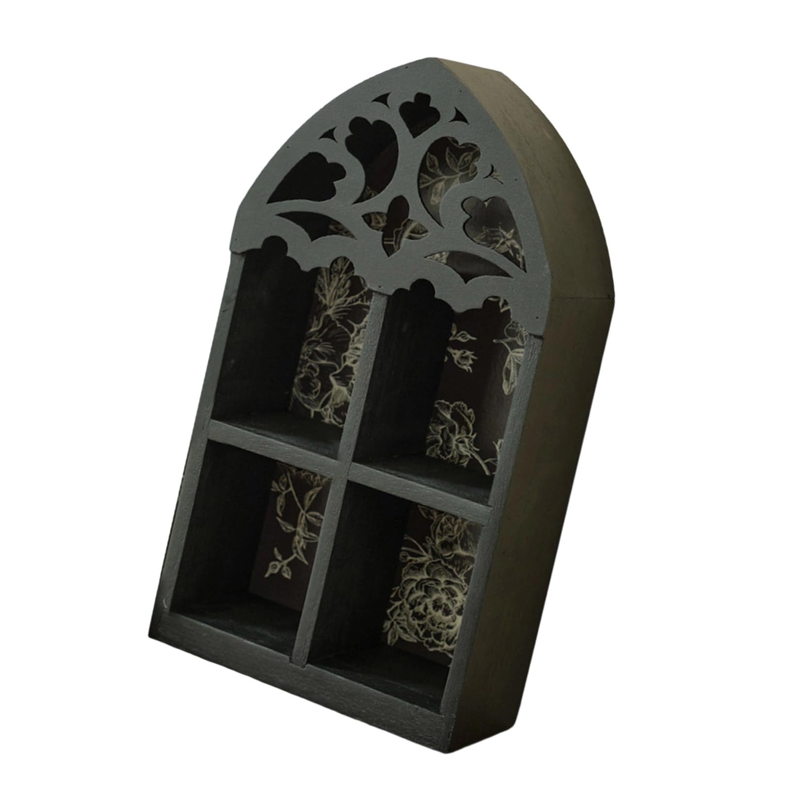 HZBB French Quatrefoils Floating Shelf with Intricate Carvings MultiTier Wall Mounted Home Decoration Unique Gift Wood Multilayer Wall Shelf