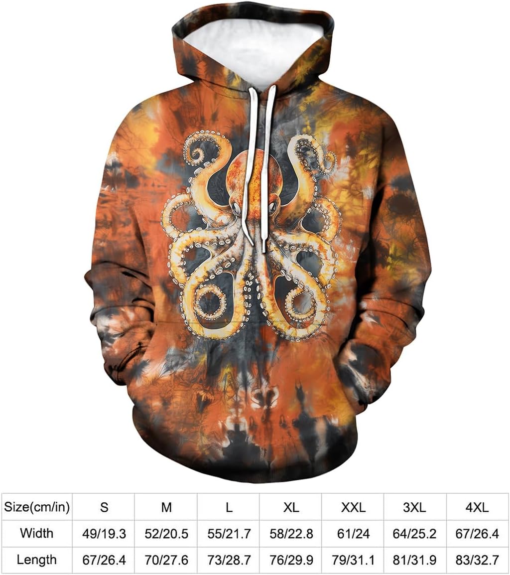 Tie Dye Style Hoodie for Men 3D Animal Print Sweatshirt Pullover with Hood,Unisex - Image 6