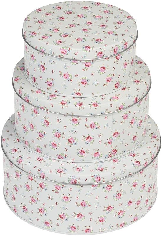 Set Of 3 Round Storage Cake Tins - Choice Of Design (La Petite Rose)