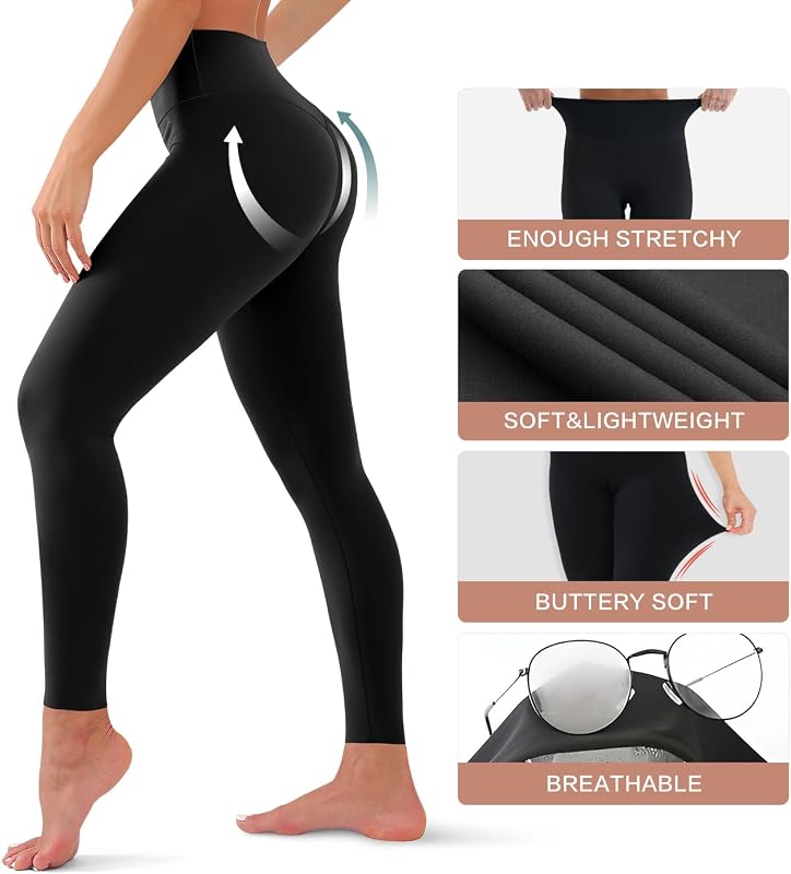High Waisted Leggings for Women, Soft Tummy Control, Non See Through, Stretch Workout Yoga Pants for Running, Plus Size (Ruby Red,L/XL,2 Pockets) image 6