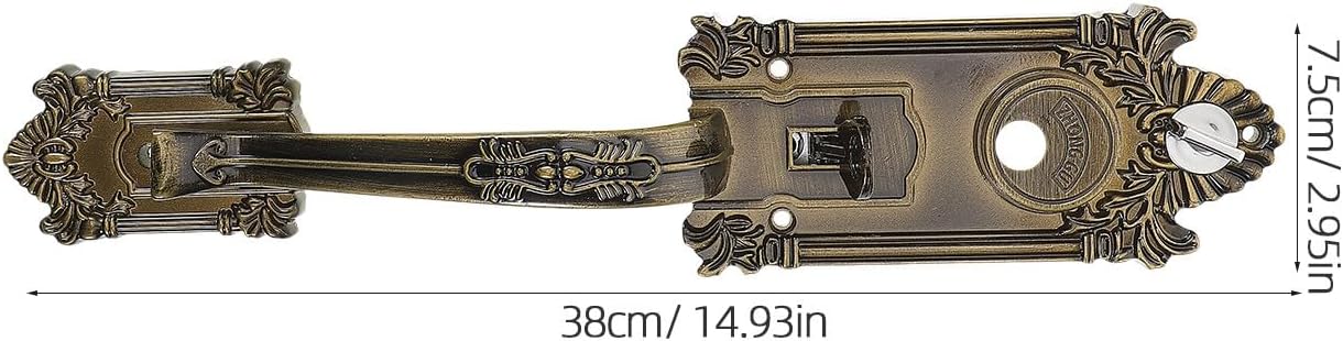 Vintage Door Handle Lock Set, Zinc Alloy Front Door Safety Handle with Press Lever, Bow-Shaped Aluminum Alloy Lock for Exterior Security, 1pcs Kit