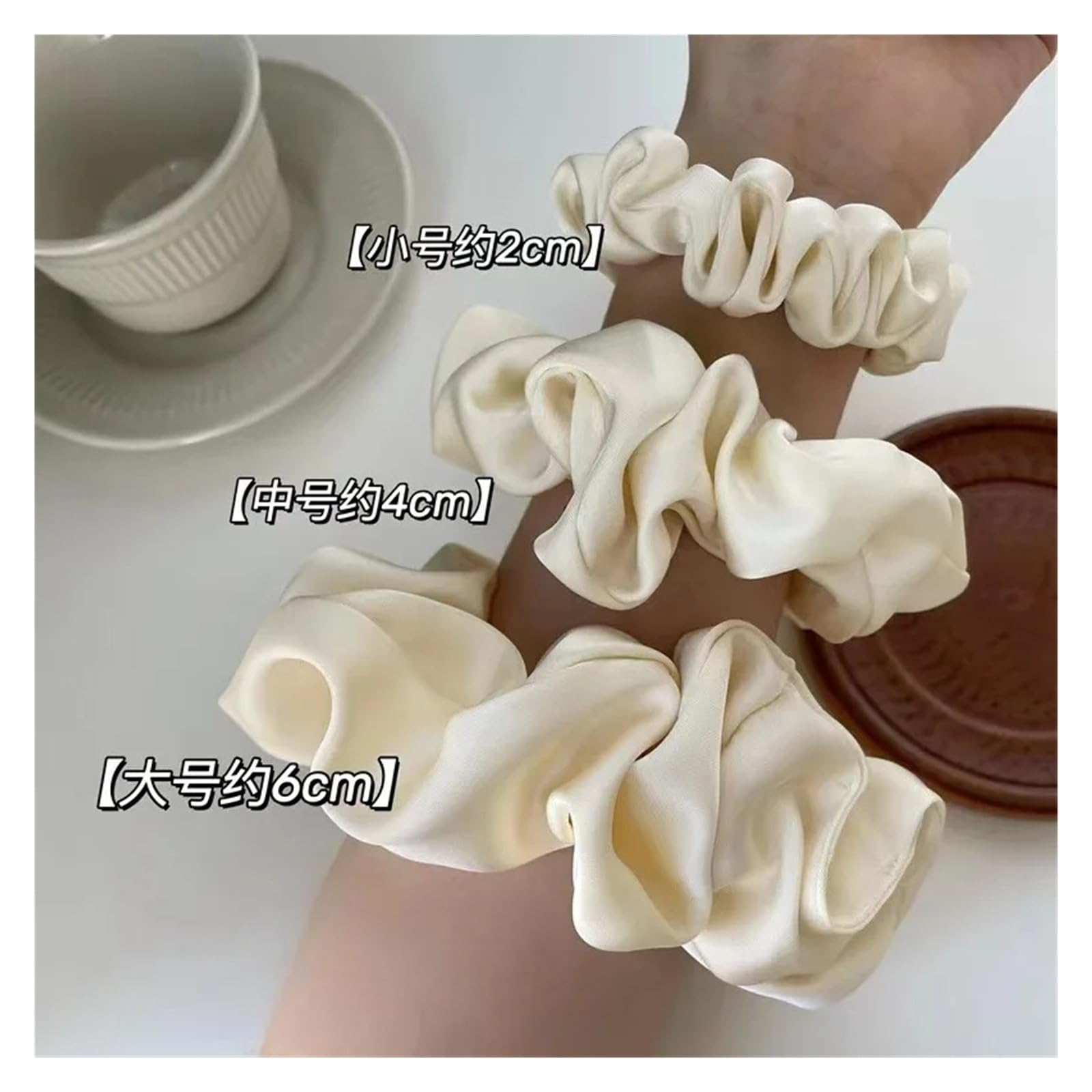 Satin-Haargummis-Set in 3 Größen(07Khaki)