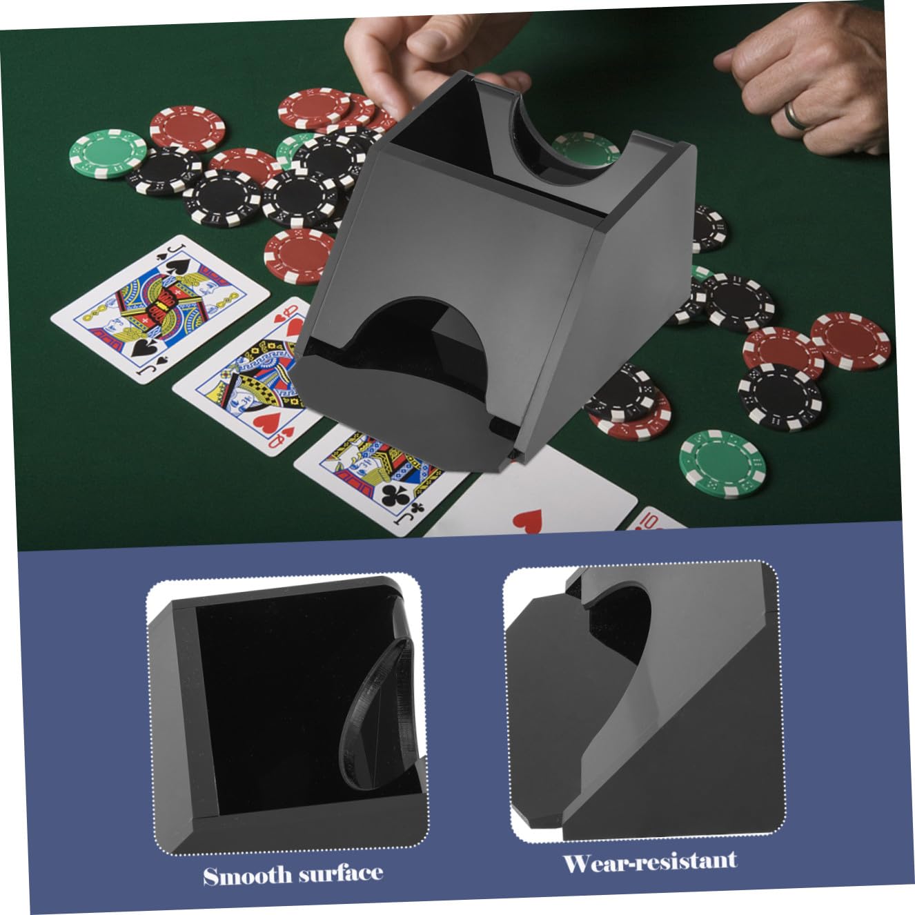 Dealer di Carte in Acrilico Nero, Resistente All'acqua | Bordi Arrotondati, Uso Durevole, per Stanze da Scacchi e Giochi di Famiglia