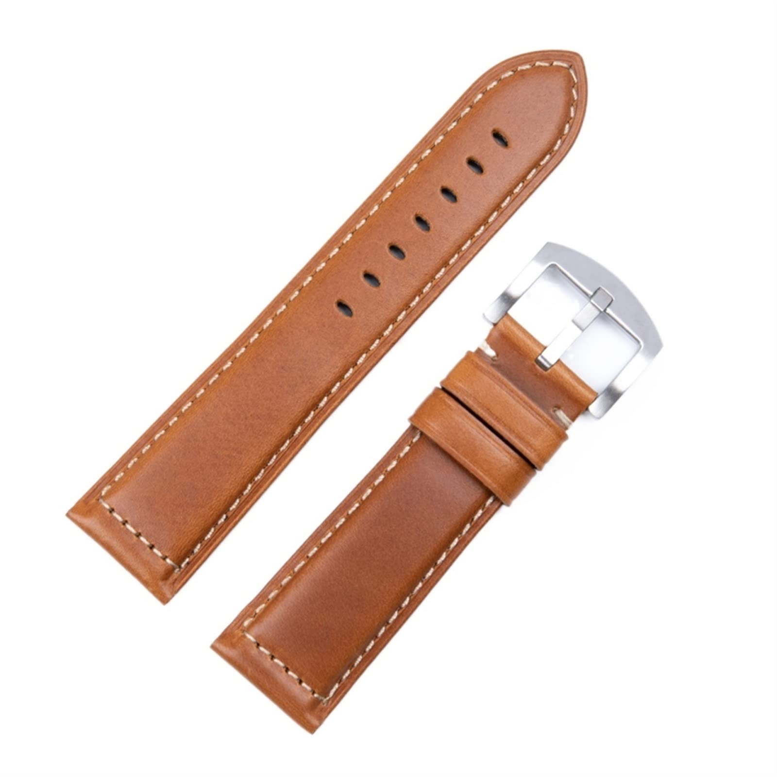 Bracelet de montre vintage en cuir ciré italien 24 mm marron clair