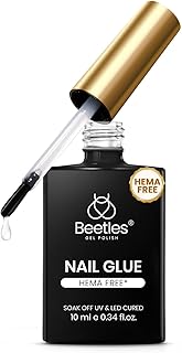 Beetles HEMA-Free Nail Glue Gel - 10ml Super Strong Brush U V Nail Glue for Acrylic and Clear Press On Nails, Long Lasting Extension Gel Curing Needed