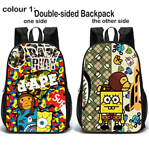Shark Face Sponge Role Backpack 17 inch 