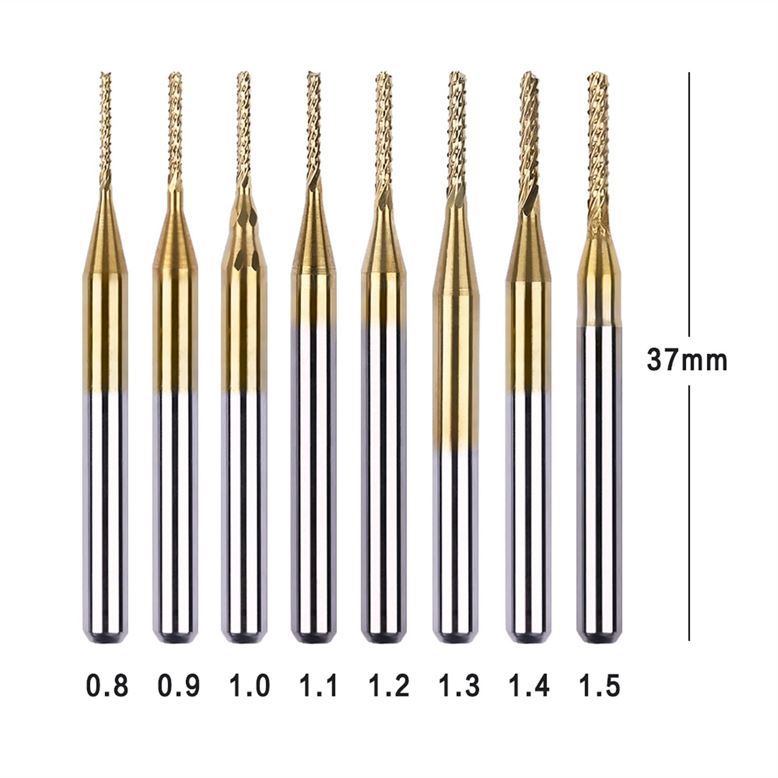 BERWENNY 0.8mm-3.175mm Titanium Coated Carbide Milling Cutter Engraving Cutter CNC Router Bit End Mill (Specification : 1.4mm)