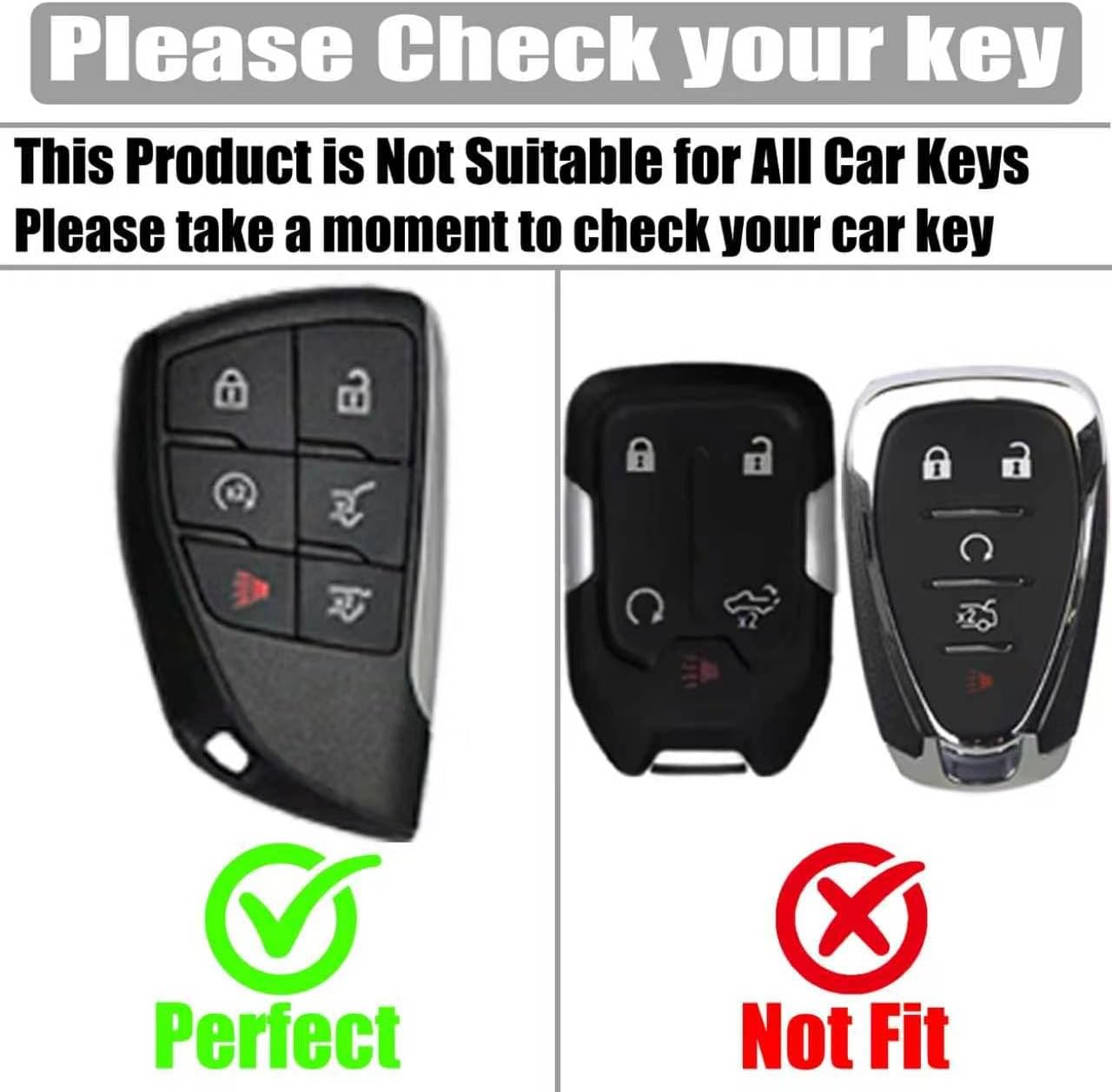 Soft TPU & Leather Key Fob Cover Compatible with Chevy Suburban Tahoe GMC Yukon Yukon XL 1500 Yukon Denali, with Keychain & Metal Blessing Tag (6 Button Brown)