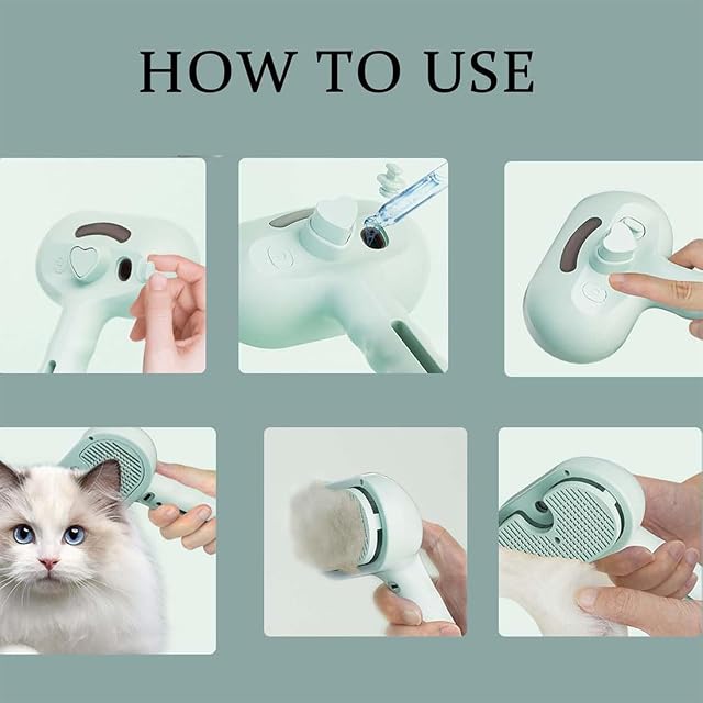 Foto 6 de 7 de Pet Grooming Brush, Steam Brush for Dogs, Pet Spray Hair Removal Comb, Grooming Vapor Comb (White)